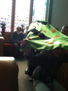 Caterpillar down the center aisle