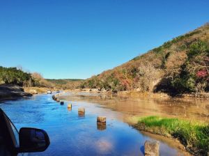 Driving in the Frio River. (photograph by Kristen Kopp)